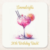 in Pink Theme Cocktail Birthday Kartonnen Onderzetters (Voorkant)