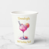  in Pink Theme Cocktail Birthday Papieren Bekers (Voorkant)