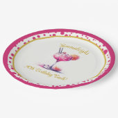  in Pink Theme Cocktail Birthday Papieren Bordje (Gekanteld)