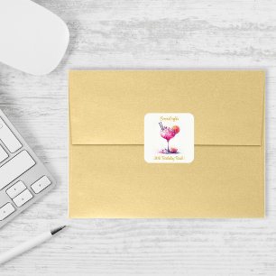  in Pink Theme Cocktail Birthday Vierkante Sticker