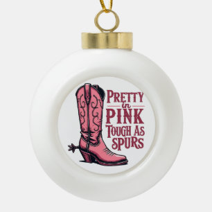 in Pink Tough als Spurs Cowgirl Boot Western Keramische Bal Ornament