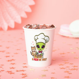 In Pizza We Trust Alien Chef Art Papieren Bekers