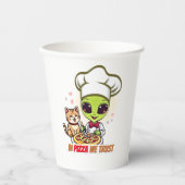 In Pizza We Trust Alien Chef Art Papieren Bekers (Voorkant)