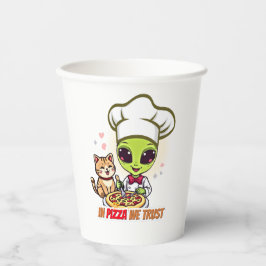 In Pizza We Trust Alien Chef Art Papieren Bekers