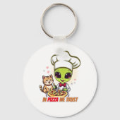 In Pizza We Trust Alien Chef Art Sleutelhanger (Voorkant)