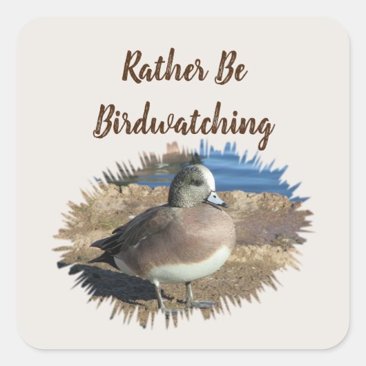 In plaats van Birdwatch Wild Bird Hobby Vrouw Duck Vierkante Sticker (Voorkant)