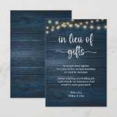 in plaats van cadeaus Rustic String Lights Navy Bl Informatiekaartje (Voorkant / Achterkant)