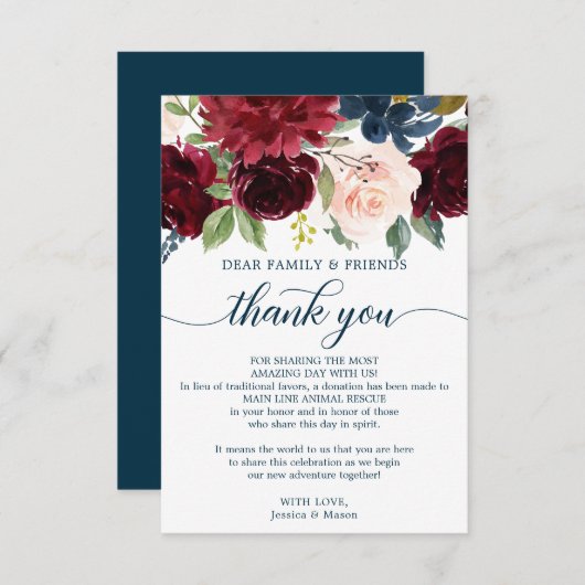 In plaats van Favors. Bedankt dat je creditcard he Aankondiging (Voorkant / Achterkant)