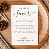 In plaats van gunsten Elegant Wedding Donation Kaart