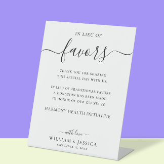 In plaats van gunsten Elegant Wedding Donation Reclamebord Met Voetstuk