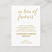 In plaats van gunsten goud liefdadigheid donatie b plaatskaartje (Voorkant)