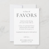 In plaats van gunsten minimalistische bruiloft don kaart (Voorkant)