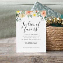 in plaats van gunsten perzik bloemen liefdadigheid