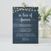 in plaats van gunsten Rustic String Lights Navy Bl Informatiekaartje (Staand voorkant)