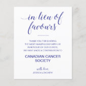 in plaats van liefdadigheidsdonatie blauwe bruilof (Voorkant)