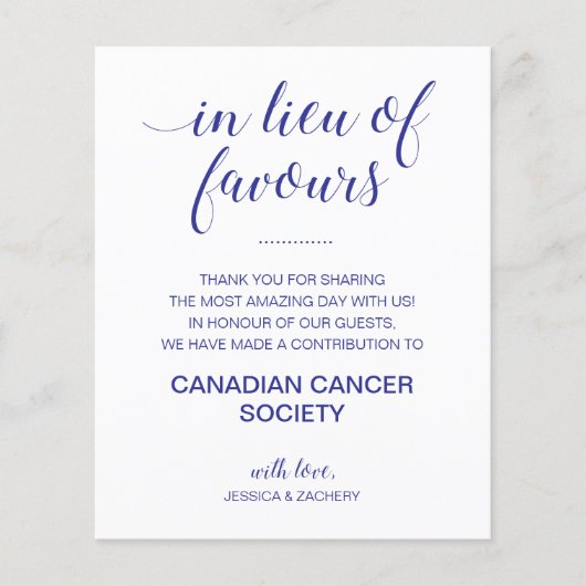 in plaats van liefdadigheidsdonatie blauwe bruilof (Voorkant)