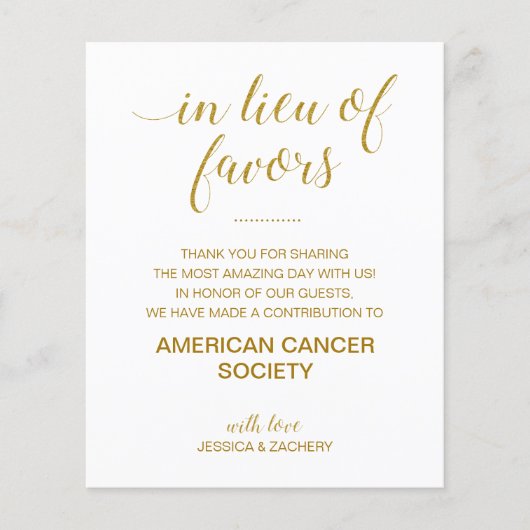 in plaats van liefdadigheidsdonatie Gold Wedding (Voorkant)