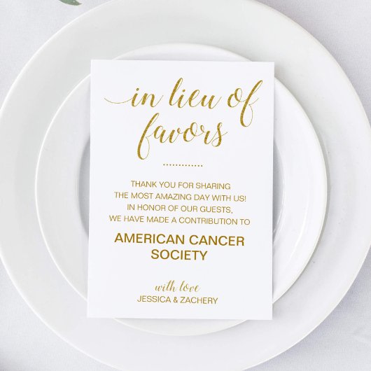 in plaats van liefdadigheidsdonatie Gold Wedding