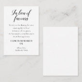 in plaats van liefdadigheidsdonatiebruiloft plaatskaartje (Voorkant / Achterkant)