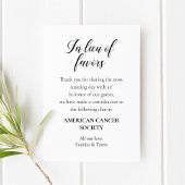 in plaats van liefdadigheidsdonatiebruiloft plaatskaartje