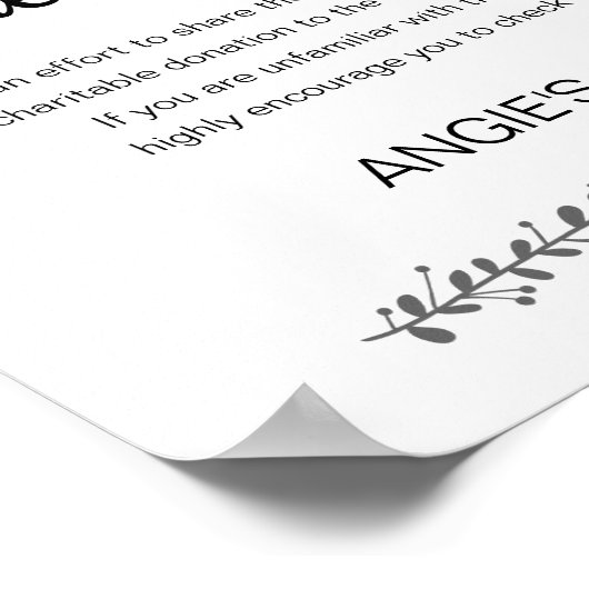 in plaats van liefdadigheidsdonatiebruiloft poster (Hoek)