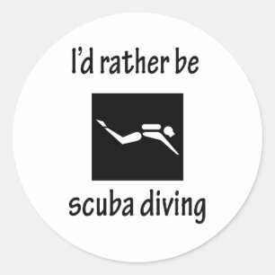 In plaats van scuba te duiken ronde sticker
