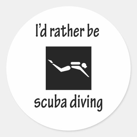 In plaats van scuba te duiken ronde sticker (Voorkant)