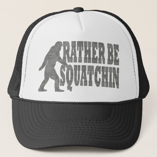 In plaats van squatchin, zwarte camouflage trucker pet (Voorkant)