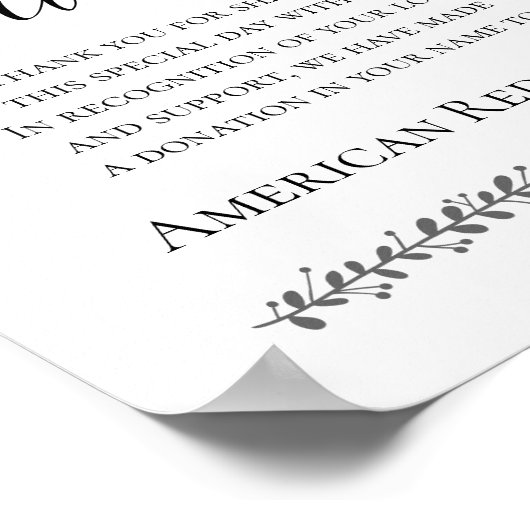 In plaats van voor liefdadigheidsdonatie bruiloft poster (Hoek)