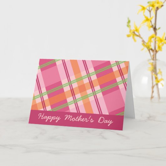  in Plaid Moederdag Kaart (Gele Bloem)
