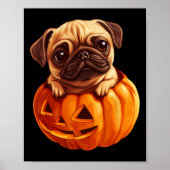 In Pompoen Halloween Pugkin Schattige Pug Hallowee Poster (Voorkant)