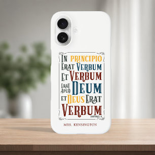In principe Erat Verbum Bijbelvers in het Latijn iPhone 16 Hoesje