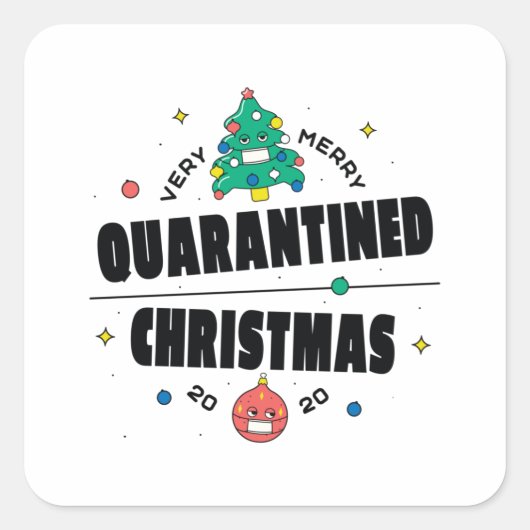 in quarantaine geplaatst Kerstmis Vierkante Sticker (Voorkant)
