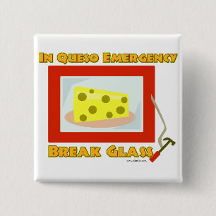 In Queso Emergency Break Glass Vierkante Button 5,1 Cm