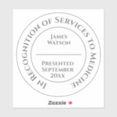 In Recognition of Services to Medicine Sticker (Vel)