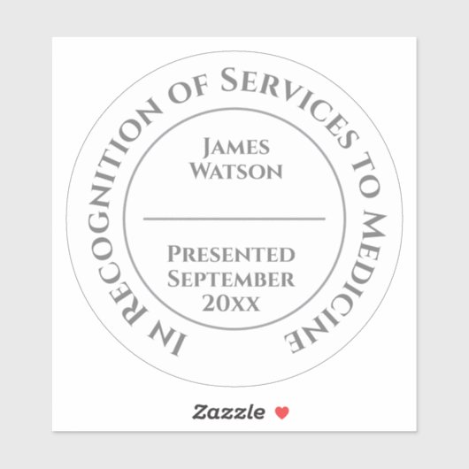 In Recognition of Services to Medicine Sticker (Vel)