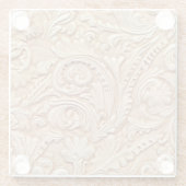 In reliëf gemaakt beige faux leer glazen onderzetter (Achterkant)