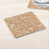In reliëf gemaakt beige faux leer kartonnen onderzetters (Schuin)