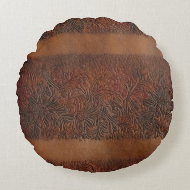 In reliëf gemaakt Bloemen Imitatieleer Kijk Rond Kussen (Voorkant)