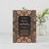 In reliëf gemaakt  Floral Faux Leather Look Verjaa Kaart (Staand voorkant)