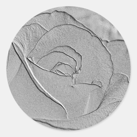 In reliëf gemaakt Kijk Zilver Roos 1 Ronde Sticker (Voorkant)