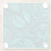 In reliëf gemaakt turquoise faux leer glazen onderzetter (Achterkant)