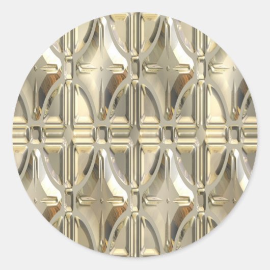 In reliëf gemaakt zilverachtig goud ronde sticker (Voorkant)