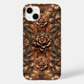 In reliëf gemaakte Bloemen Faux Leather Look Case-Mate iPhone Case (Achterkant)