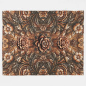 In reliëf gemaakte  Bloemen Faux Leather Look Fleece Deken (Voorkant (Horizontaal))