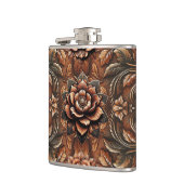 In reliëf gemaakte Bloemen Faux Leather Look Heupfles (Links)