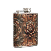 In reliëf gemaakte Bloemen Faux Leather Look Heupfles (Rechts)