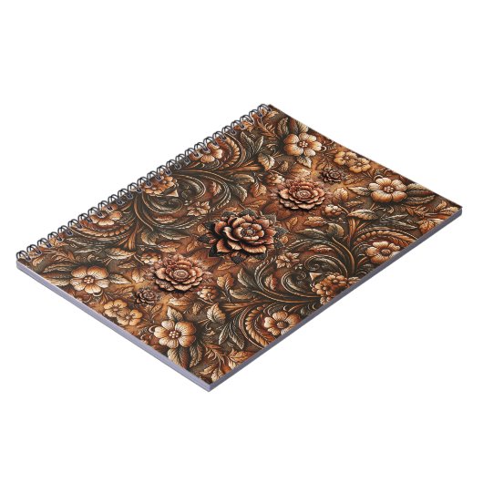 In reliëf gemaakte  Bloemen Faux Leather Look Notitieboek (Linkerzijde)