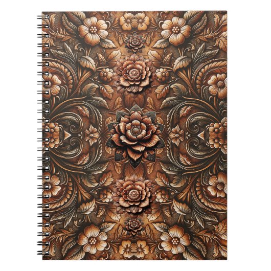 In reliëf gemaakte  Bloemen Faux Leather Look Notitieboek (Voorkant)