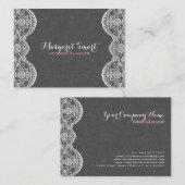In reliëf gemaakte Grijze Damasks en Wit  Kant 3 Visitekaartje (Voorkant / Achterkant)